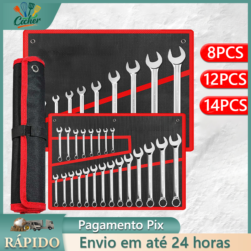 Jogo Chave Combinada Boca Estrela 12 Peças Profissional combinação de aço carbono Chave fixa