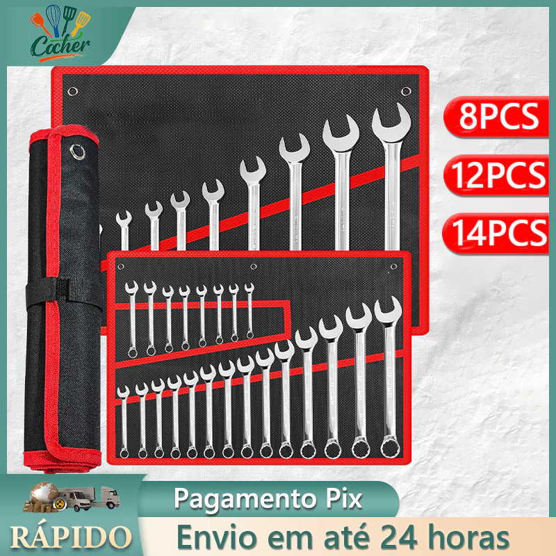 Jogo Chave Combinada Boca Estrela 14 Peças Profissional combinação de aço carbono Chave fixa