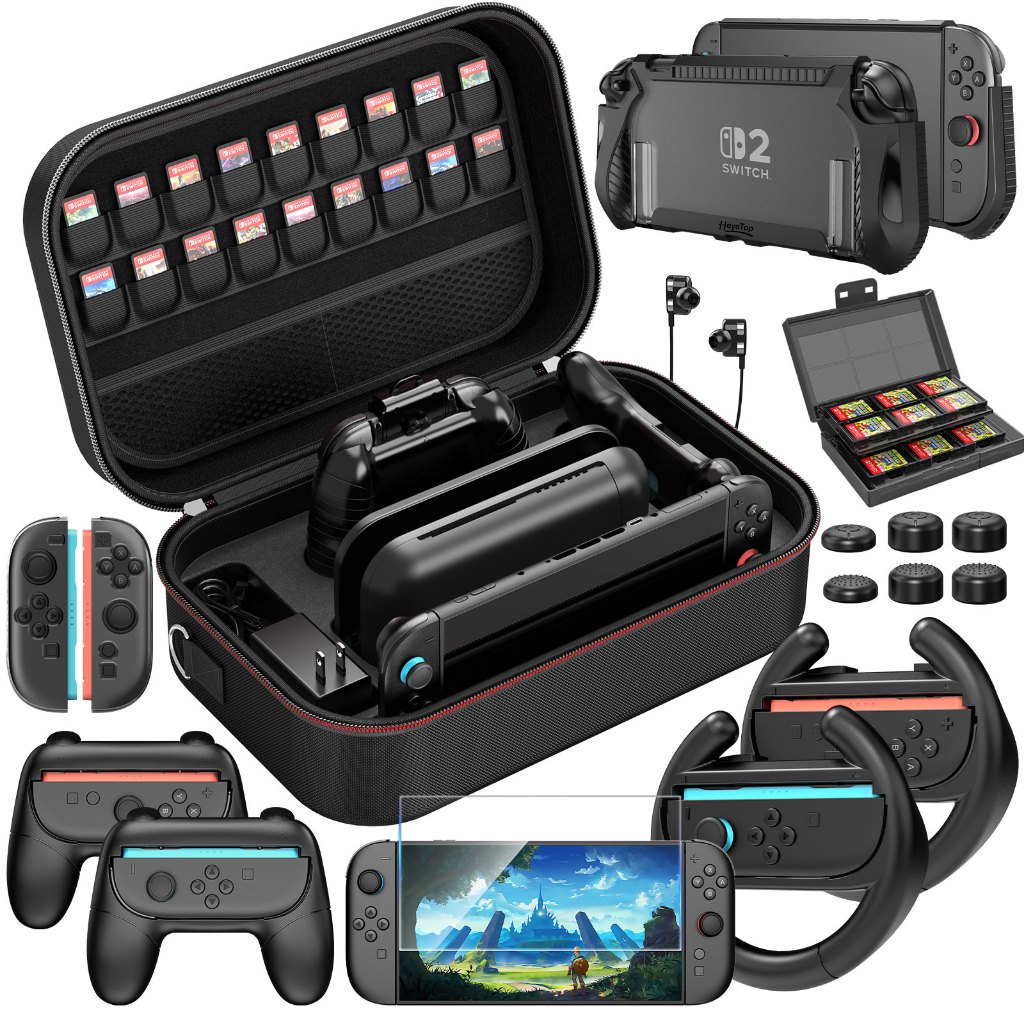 Bolsa de Transporte para Switch 2,Estojo Portátil com Alça Corrediça, Compartimento Organizado para Console e Acessórios