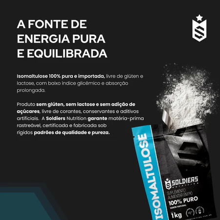 Isomaltulose 100 Puro Importado Soldiers Nutrition Suplemento Carboidrato Esportivo Performance Saúde