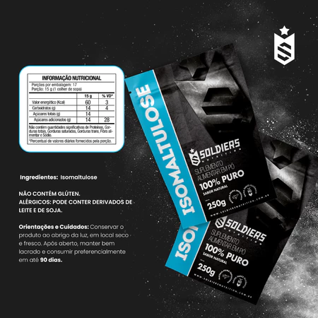 Isomaltulose 250g 100 Puro Importado Soldiers Nutritions Suplemento Carboidrato Esportivo Performance Saúde