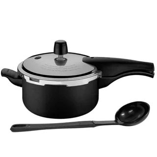 Panela de Pressão 3 Litros Tramontina Vancouver Preta Antiaderente com Concha em Oferta na Shopee