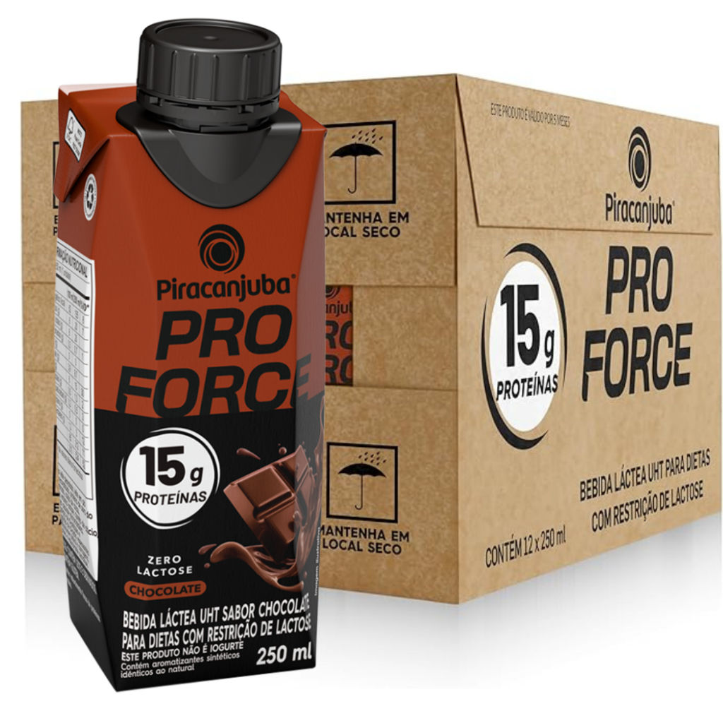 Pack com 12 Bebidas Láctea Pro Force Chocolate 15g de Proteína 250ml ...