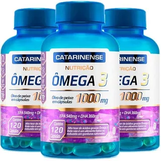 3X Ômega 3 Óleo de Peixe Nutrição em cápsulas Com 1000mg Catarinense 120 Cápsulas