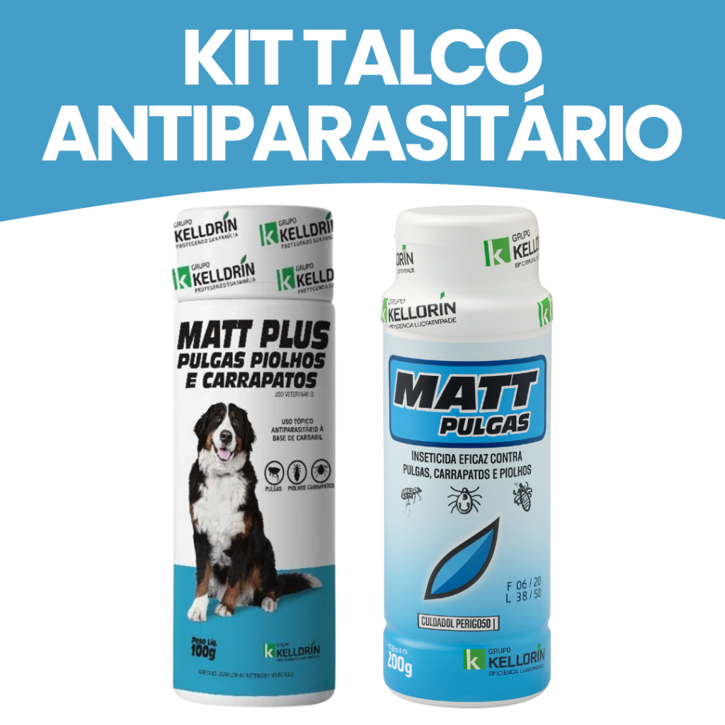 Kit Talco Antipulgas Matt 300g Pulgas Carrapato Piolho para o Ambiente ...