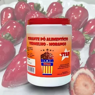 Corante em Pó para Pipoca Vermelho 500g Sabor Morango Pipoca Corante Alimentício Morango do Amor