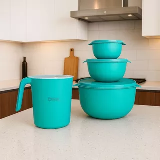 Kit 3 Pote Bowl Redondo Com 1 Jarra Para Suco Plastico Livre Bpa - Armazenar Alimentos