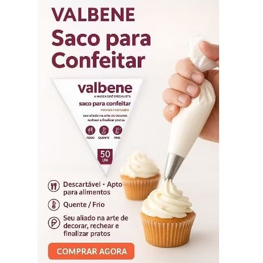 Saco para Confeitar Descartável Saco Confeiteiro Padaria Con