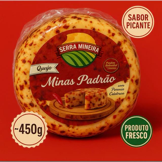 Queijo Minas Padrão com Pimenta Calabresa ~420g • Serra Mineira • Artesanal • Sabor Marcante e Cremoso