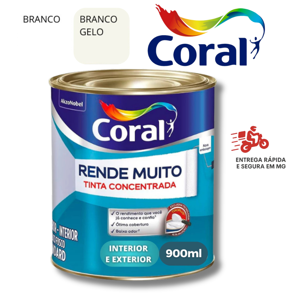 Tinta Acrilica Rende Muito 900ml Coral Branco/Gelo Tinta de Parede para ...