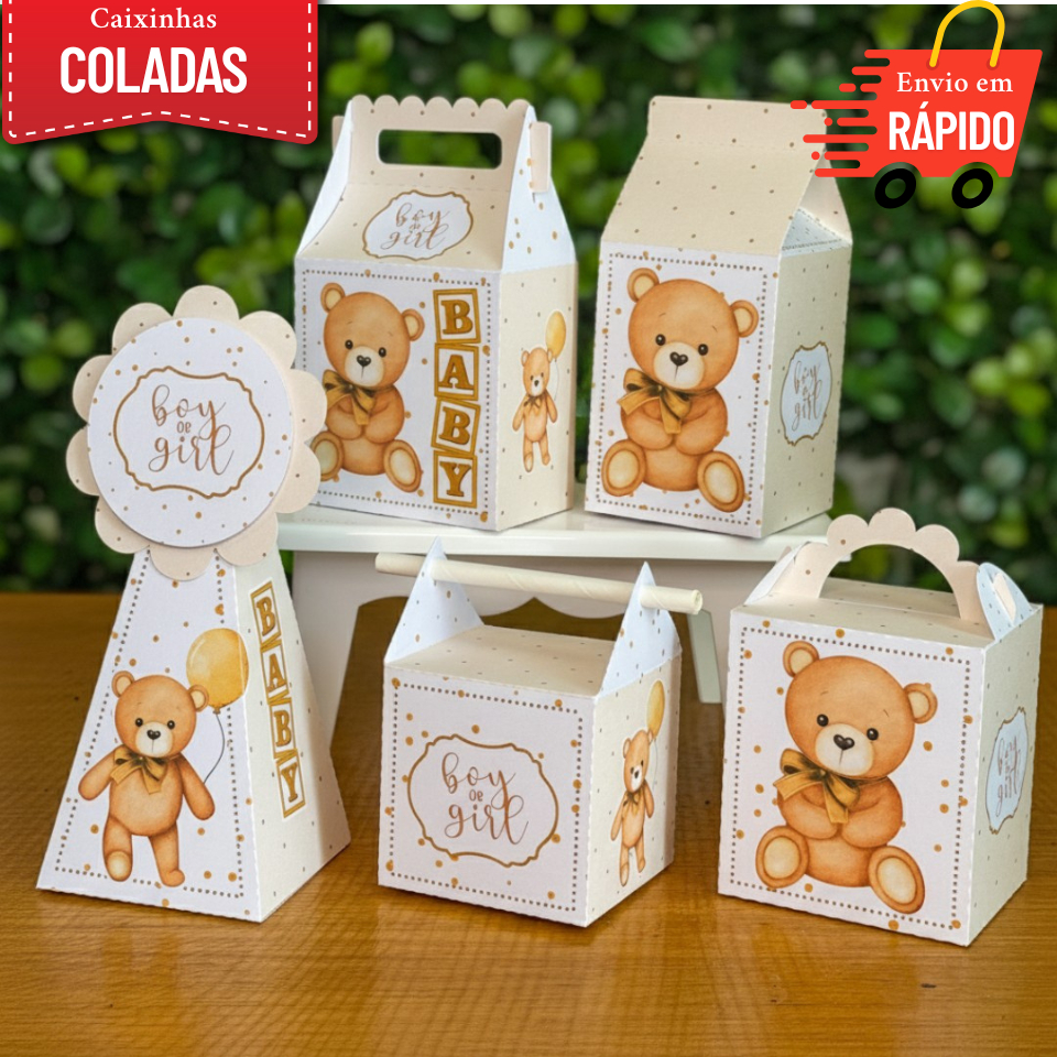 Kit Festa COLADAS Chá de Bebê Ursinho – Caixinhas Personalizadas | Chá ...