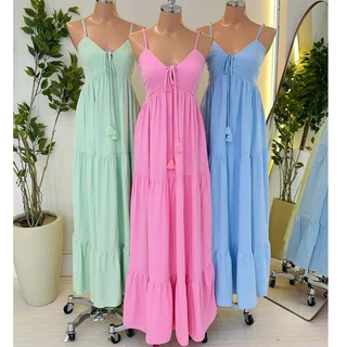 Vestdo Feminino Longo Com Bojo forró, Alça, Elastico na Costa , detalle na frente 2026 em Oferta na Shopee