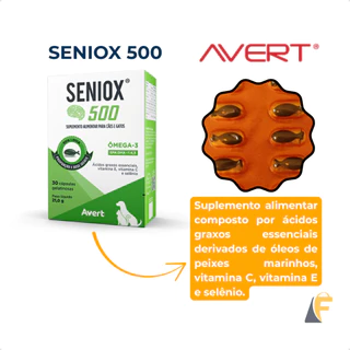 Avert Seniox 500 30 Cápsulas Ômega-3 Suplemento Cães Gatos em Oferta na Shopee