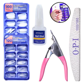 KIT UNHA POSTIÇA BAILARINA REALISTA Leitosa ou Transparente + Cola com Pincel + Cortador Tips + Lixa em Oferta na Shopee