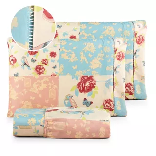 Kit Jogo de Lençol 03 Peças Micropercal 400 fios Estampado Ponto Palito Casal Queen King Solteiro em Oferta na Shopee