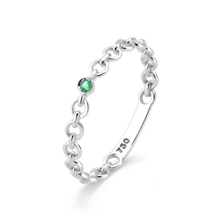 Anel de Ouro Branco 18k Cadeado com Esmeralda em Oferta na Shopee