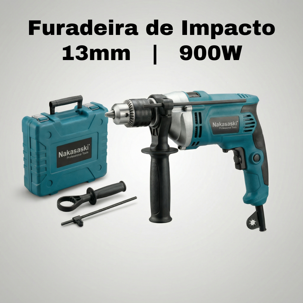 Furadeira de Impacto Profissional Nakasaki 13mm 900W | Alta Potência ...