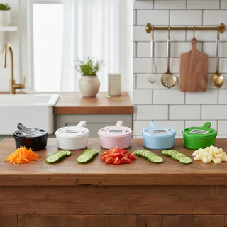 RALADOR DECASCADOR CORTADOR FATIADOR DE LEGUMES VEGETAIS FRUTAS ALIMENTOS MULTIFUNCIONAL KIT 12 EM 1