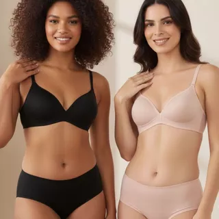 Kit 2 Sutiãs Femininos DelRio Microfibra com Bojo Sem Aro Confortável Original