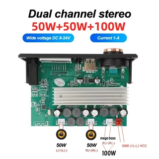 Placa amplificada bluetooth 5.3 mp3 2.1 canal 200w rms com entrada para microfone