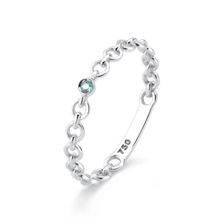 Anel de Ouro Branco 18k Cadeado com Topázio Azul Claro em Oferta na Shopee