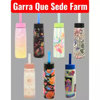 Garrafa Farm Que Sede Térmica 500 ML Estampada Coleção Nova Fitness Academia Água Drinks Quente Gelada Mulheres Farmete