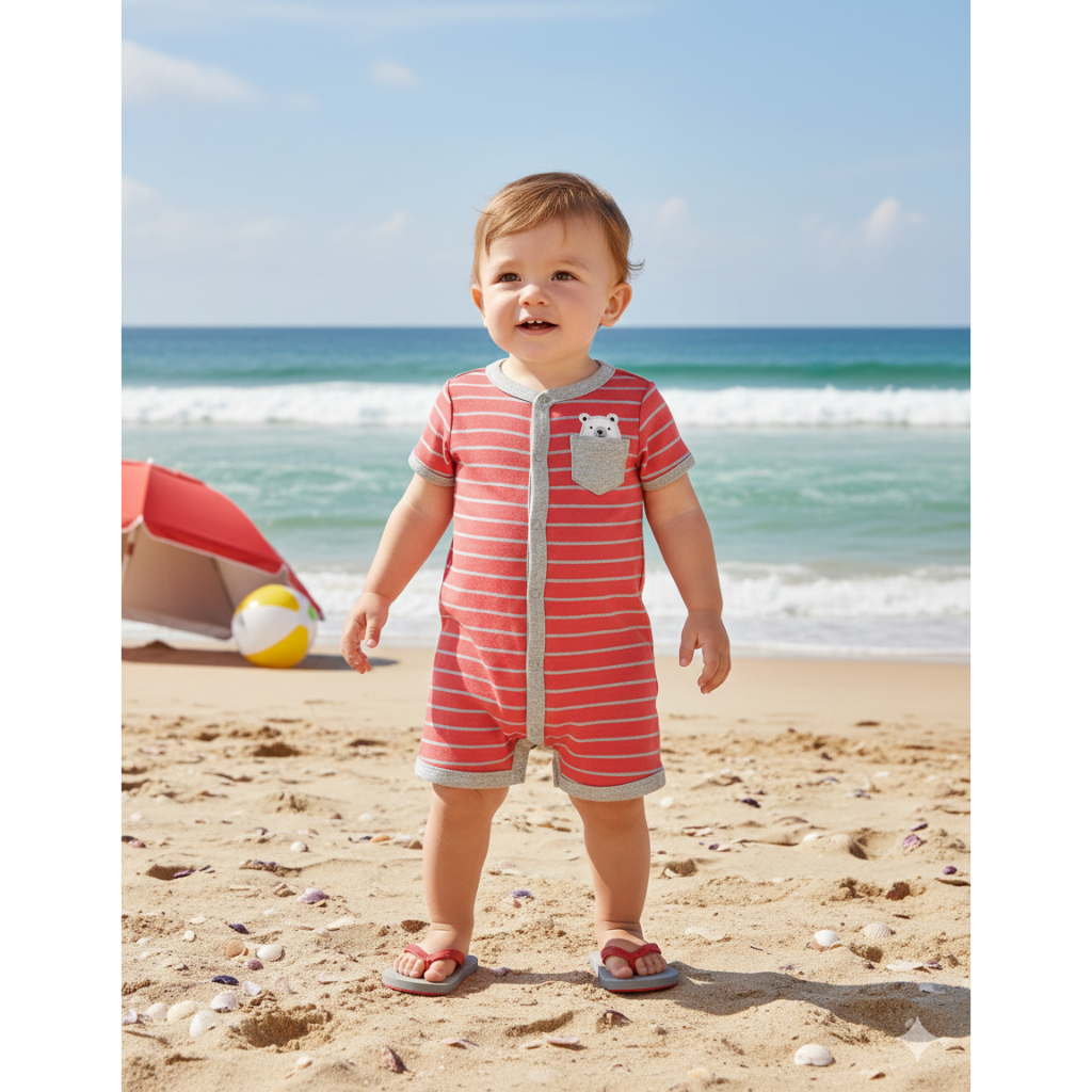 Macacão Curto Romper Carter's Bebê Urso em Oferta na Shopee