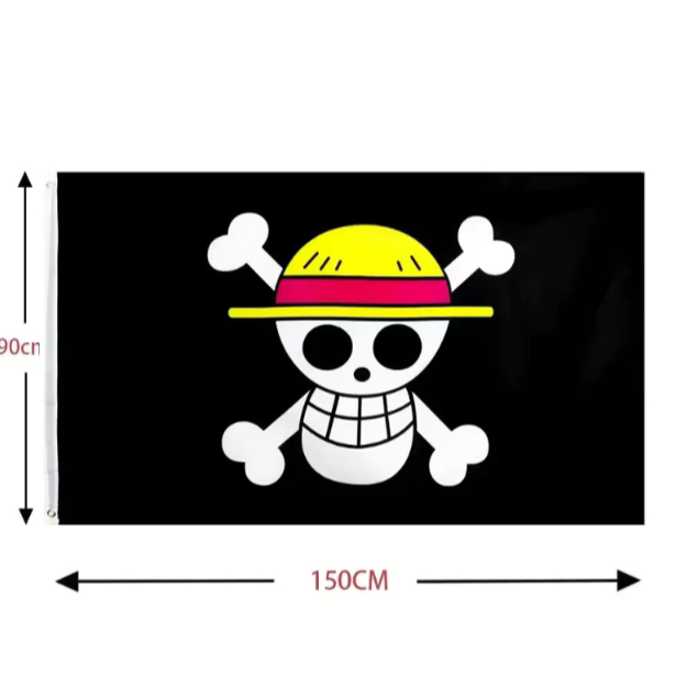 Bandeira Pirata Chapéus De Palha One Piece Luffy 90x150 cm