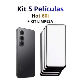 Kit 5 Películas de Vidro 3D Para Infinix Hot 60i + Kit limpeza