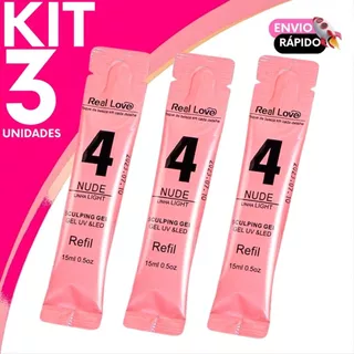 Gel de Alongamento Nude 4 Refil Real Love Linha Light - 15ml em Oferta na Shopee
