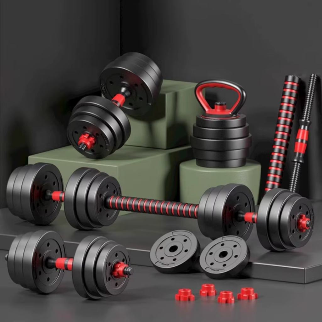 Peso Musculação Kit 6 Em 1 Até 20kg Halter Dumbel Ajustável Cor Preto ...