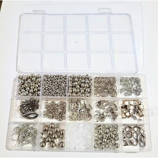 Kit de Acessórios de Metal Prateado para Montagem de Bijuterias