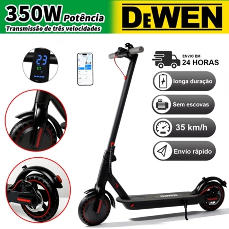 Patinete Elétrico Scooter Para Adultos 350W Velocidade Máxima de 35KM/H Capacidade de App Bluetooth