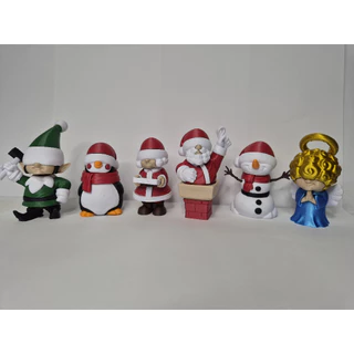 Kit 6 Enfeites de Natal 3D – Papai Noel, Mamãe Noel, Duende, Pinguim, Boneco de Neve e Anjinho