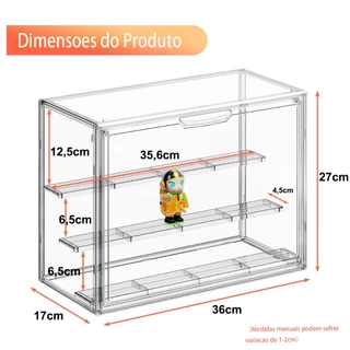 Caixa de Armazenamento Grand Acrílico Transparente Com 3 Divisórias Para Colecionáveis Proteção Contra Poeira em Oferta na Shopee