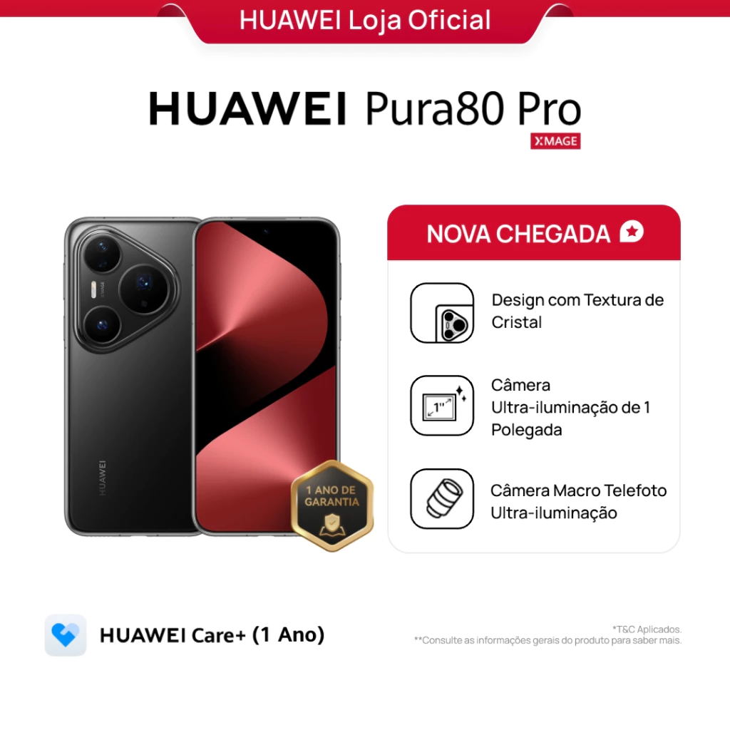HUAWEI Pura 80 Pro | Celular | 12GB+512GB | Câmera Ultra-iluminação de 1 Polegada | 5170 mAh