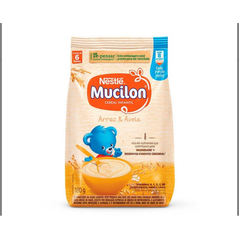 Kit 2 Cereal Infantil Mucilon Arroz/Aveia 180g | Shopee Brasil