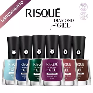 Esmalte Risqué Diamond Gel Kit 6 Cores Nova Coleção Hipoalergênicos em Oferta na Shopee