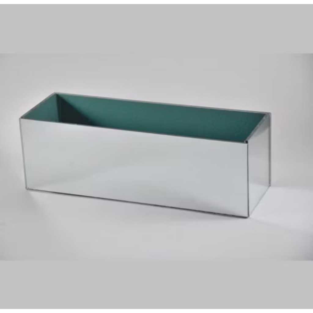 Vaso de Vidro Espelho Retangular Floreira Cachepot Espelho 40x10x8 P/ Arranjo Floral