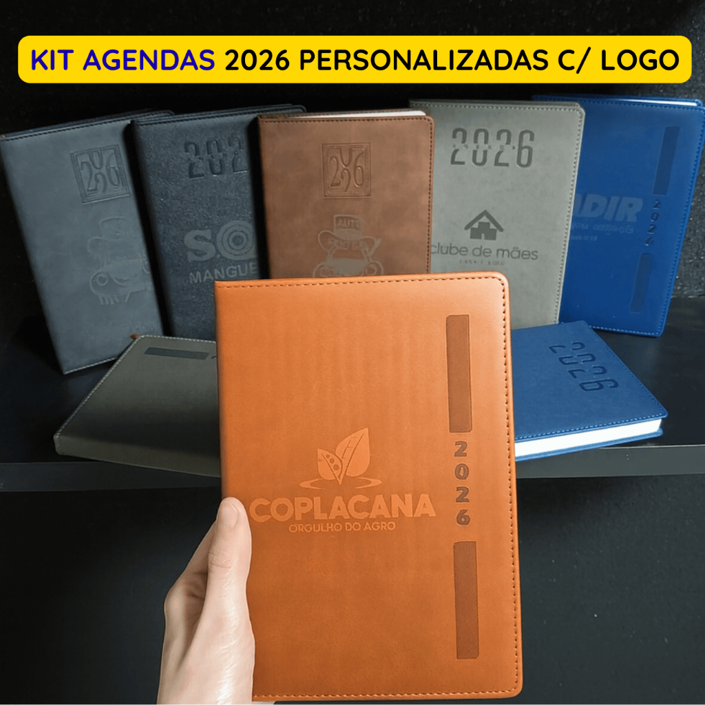 Kit Agendas Personalizadas 2026 com Logo Empresa 5/10/20 unidades ...
