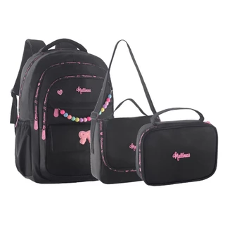 Kit 3 Mochila Feminina Com Bolsa Térmica Com Estojo Para Escolar Viajar Estilo Casual Kpop Multiuso Grande Capacidade em Oferta na Shopee