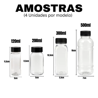 Amostras Potes de Tempero 120ml/200ml/300ml/500ml (1x de cada)
