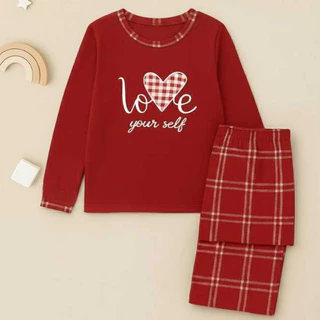 Pijama De Inverno Love Xadrez Malha Premium Longo Manga Comprida e Calça Feminino Adulto Estampa em Oferta na Shopee