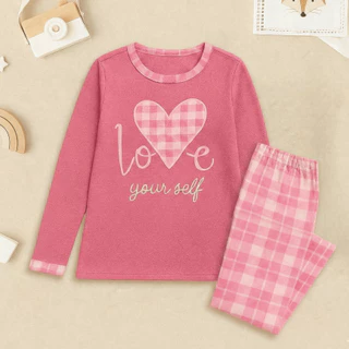 Pijama De Inverno Love Rosa Malha Premium Longo Manga Comprida e Calça Feminino Adulto Estampa em Oferta na Shopee