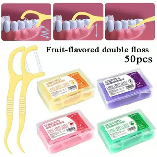 100/150/200 palitos de fio dental sabor frutas ultrafinos para limpeza bucal, pacote com 50 unidades em Oferta na Shopee
