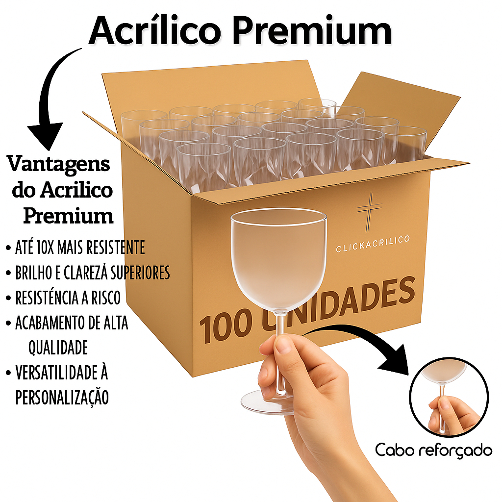 Kit Taças Gin Acrílicas 450ml Cristal Transparente para Festa Casamento e Eventos 30 a 100 Unidades