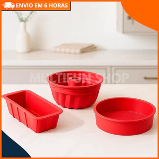 Kit 3 Formas de Silicone para Air Fryer Forno Freezer Microondas Assadeira ideal Bolo Pães e Doces