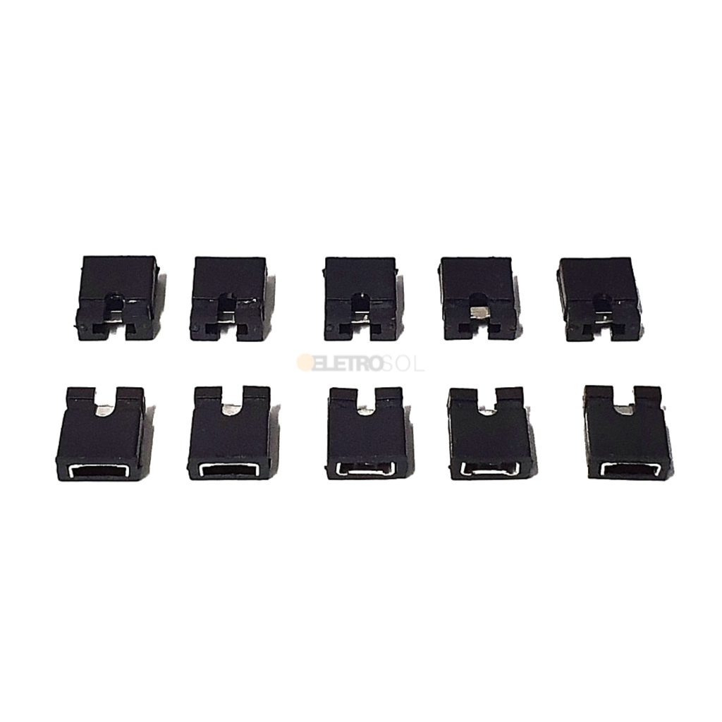 10 Mini Jumpers 2.54 Para Cnc Placa Mãe Arduino Eletrônica Preto PT ...