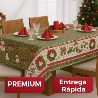 Toalha de Mesa Natal | Decoração Natalina Natal Papai Noel para 4 e 6 e 8 e 10 Lugares