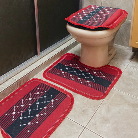 Jogo de tapete para banheiro 3 peça estampado